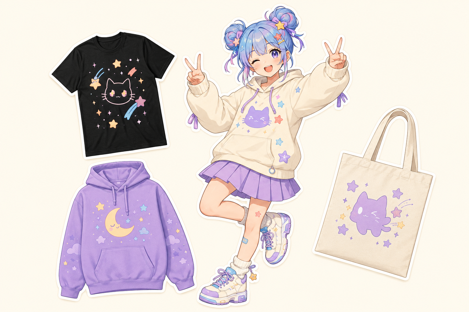 Mascotte Asian Planet et sélection de vêtements anime originaux